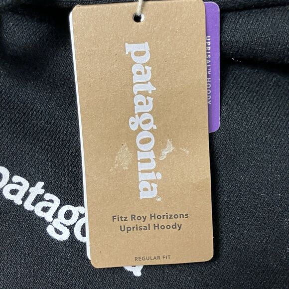 Patagonia Hoodie Mens S Black Fitz Roy Horizons Uprisal Outdoor Activewear Hike - Picture 11 of 14